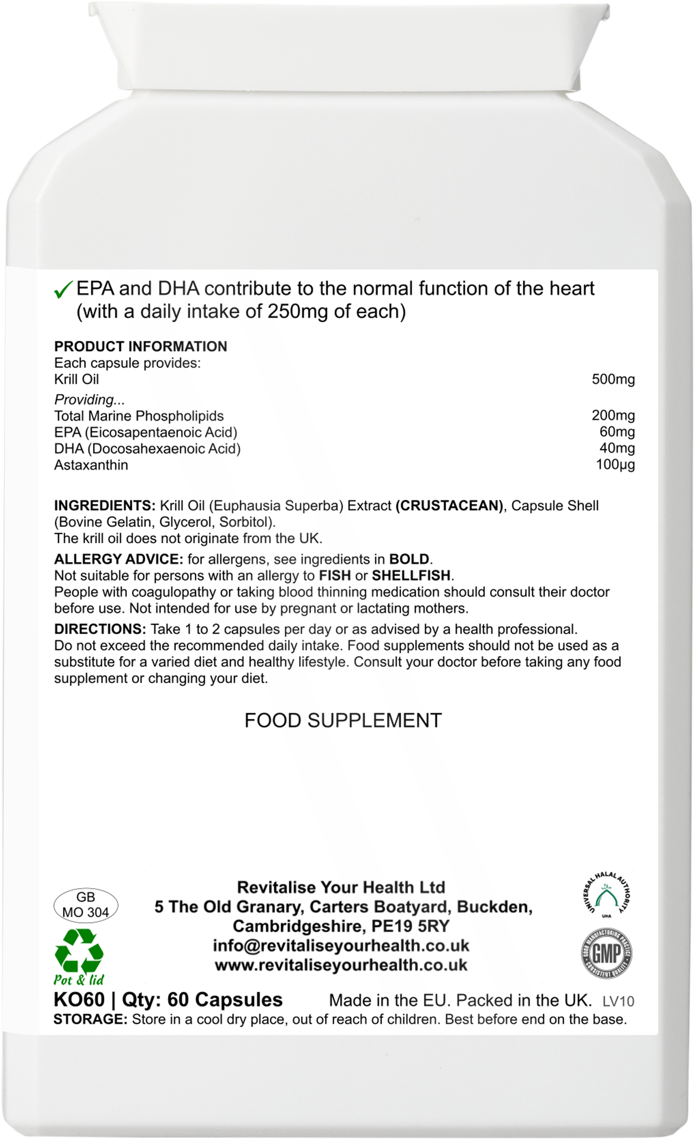Antarctic Krill Oil — 60 Capsules | Omega 3, EPA, DHA & Astaxanthin