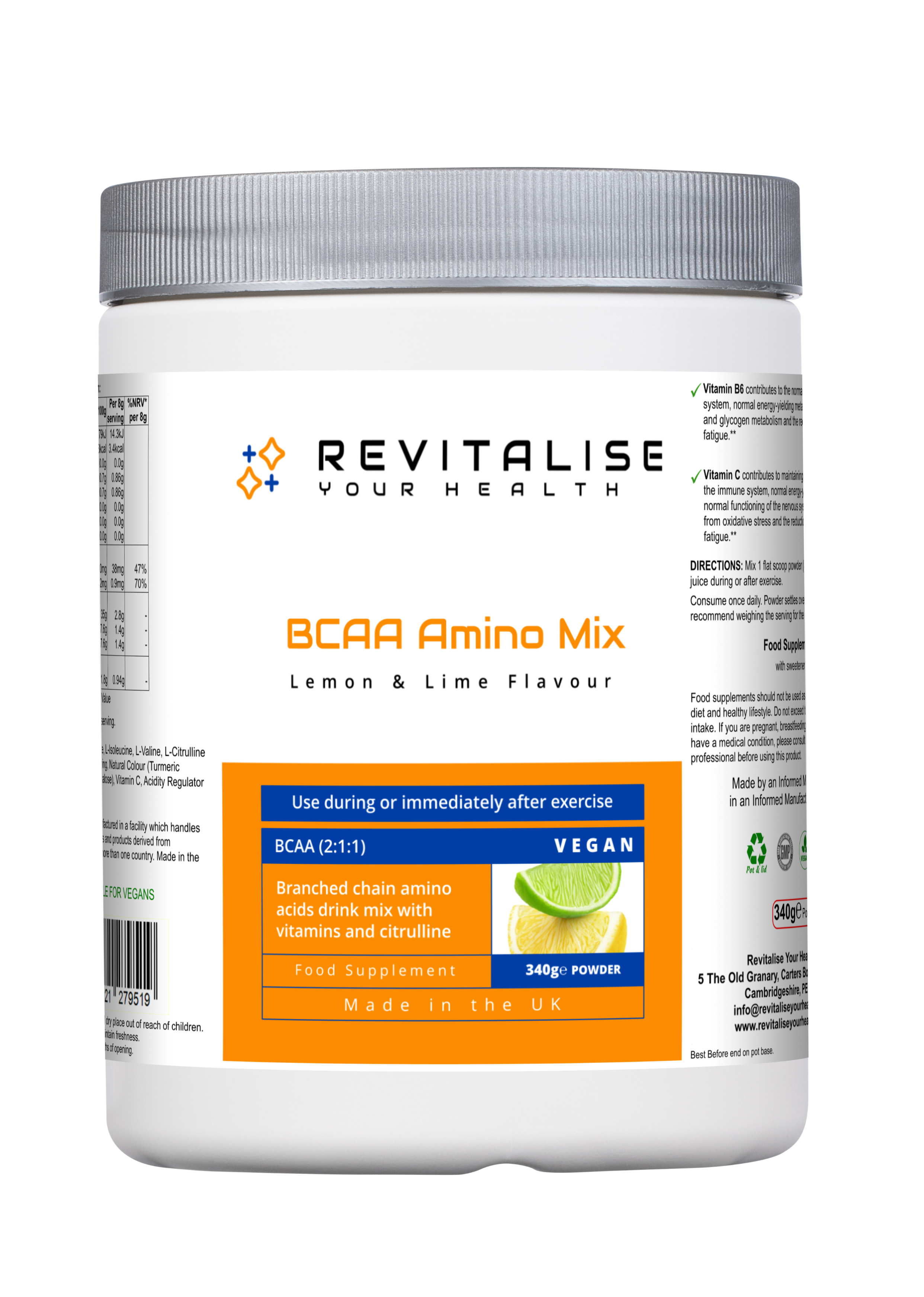 BCAA Amino Mix — Lemon & Lime Flavour Drink Mix with BCAAs, L-Citrulline & Vitamins