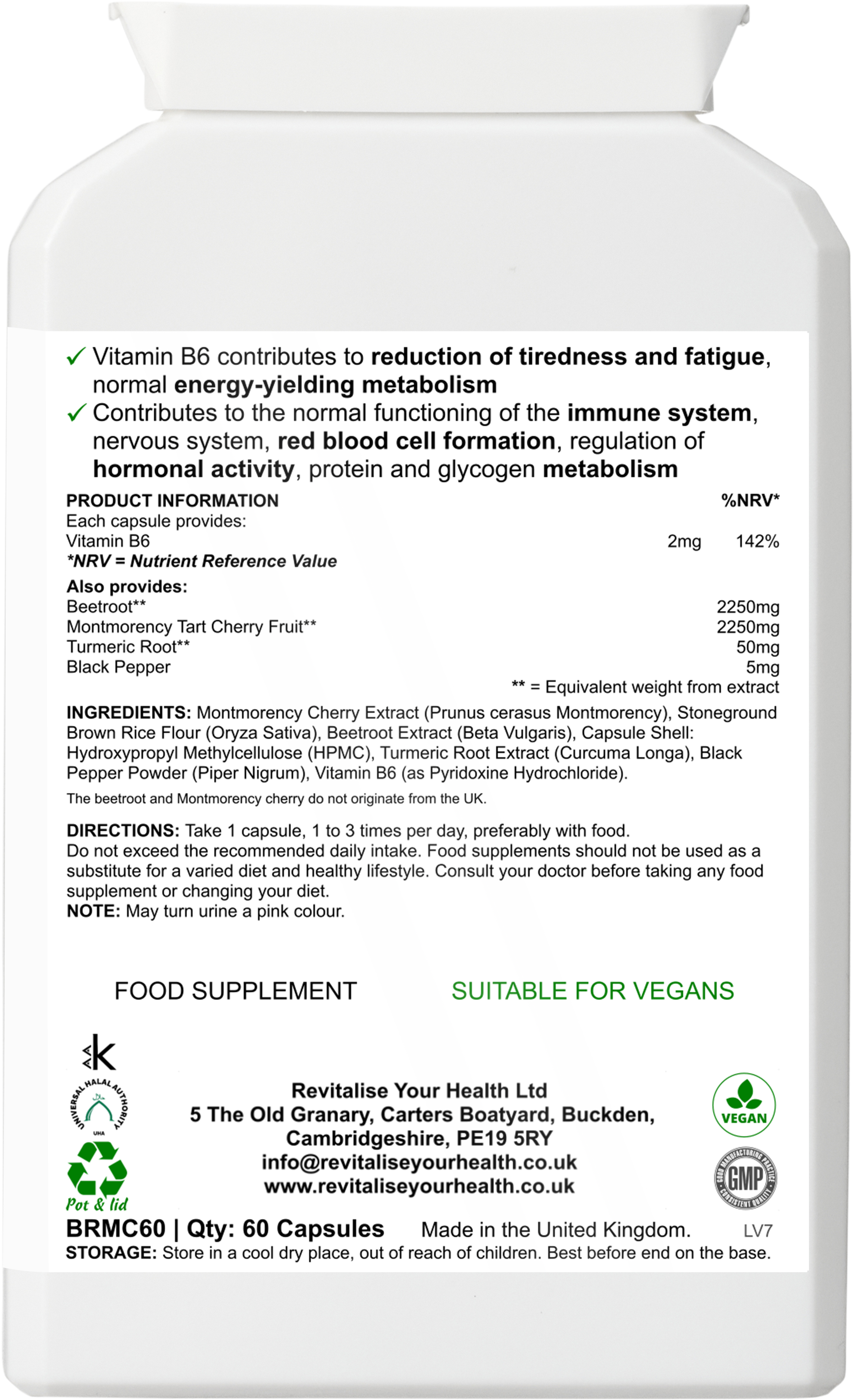 Cherry & Beet Plus — 60 Capsules | Montmorency Cherry & Beetroot Complex