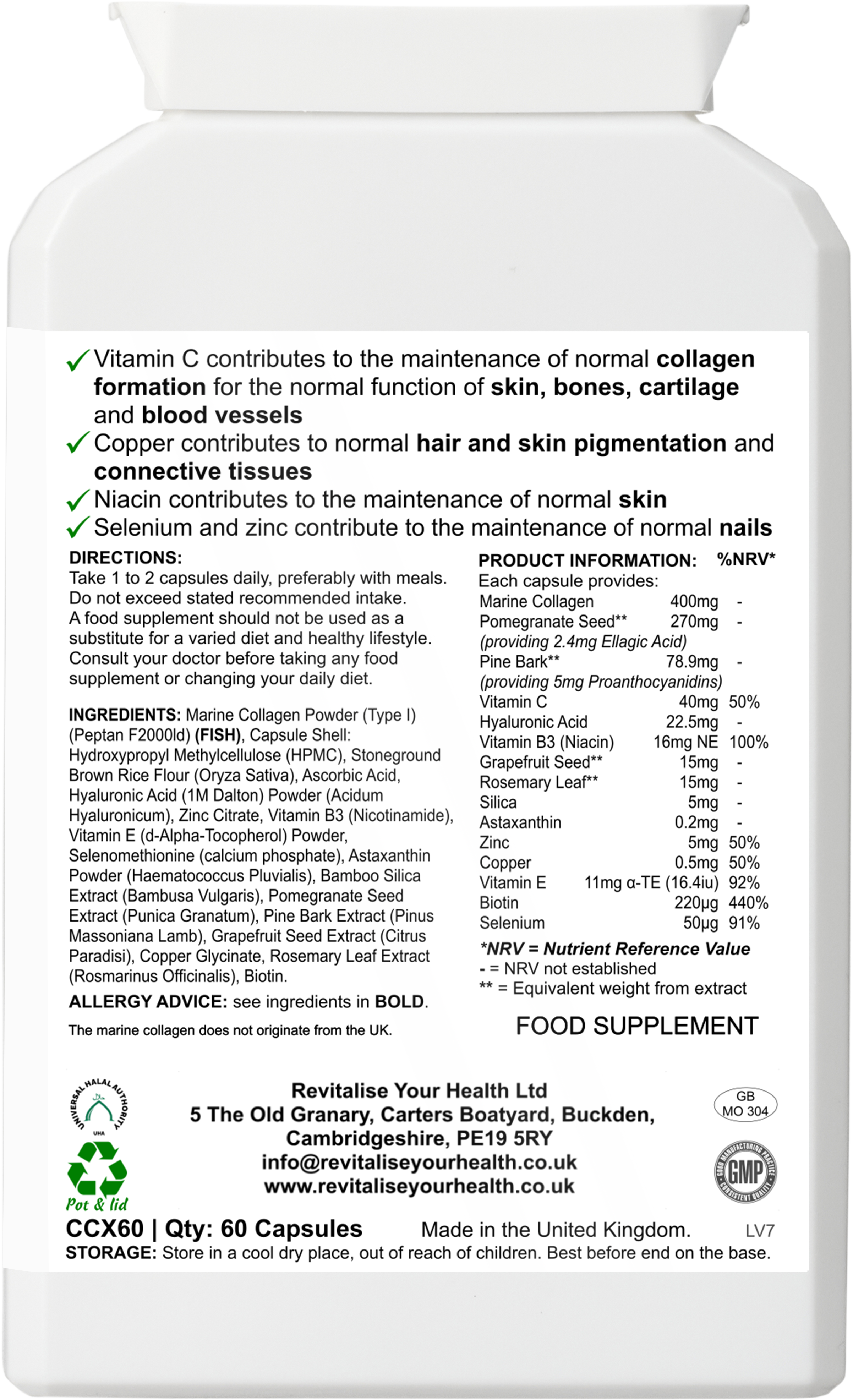Vital Glow Collagen Plus — 60 Capsules | Marine Collagen Beauty Blend