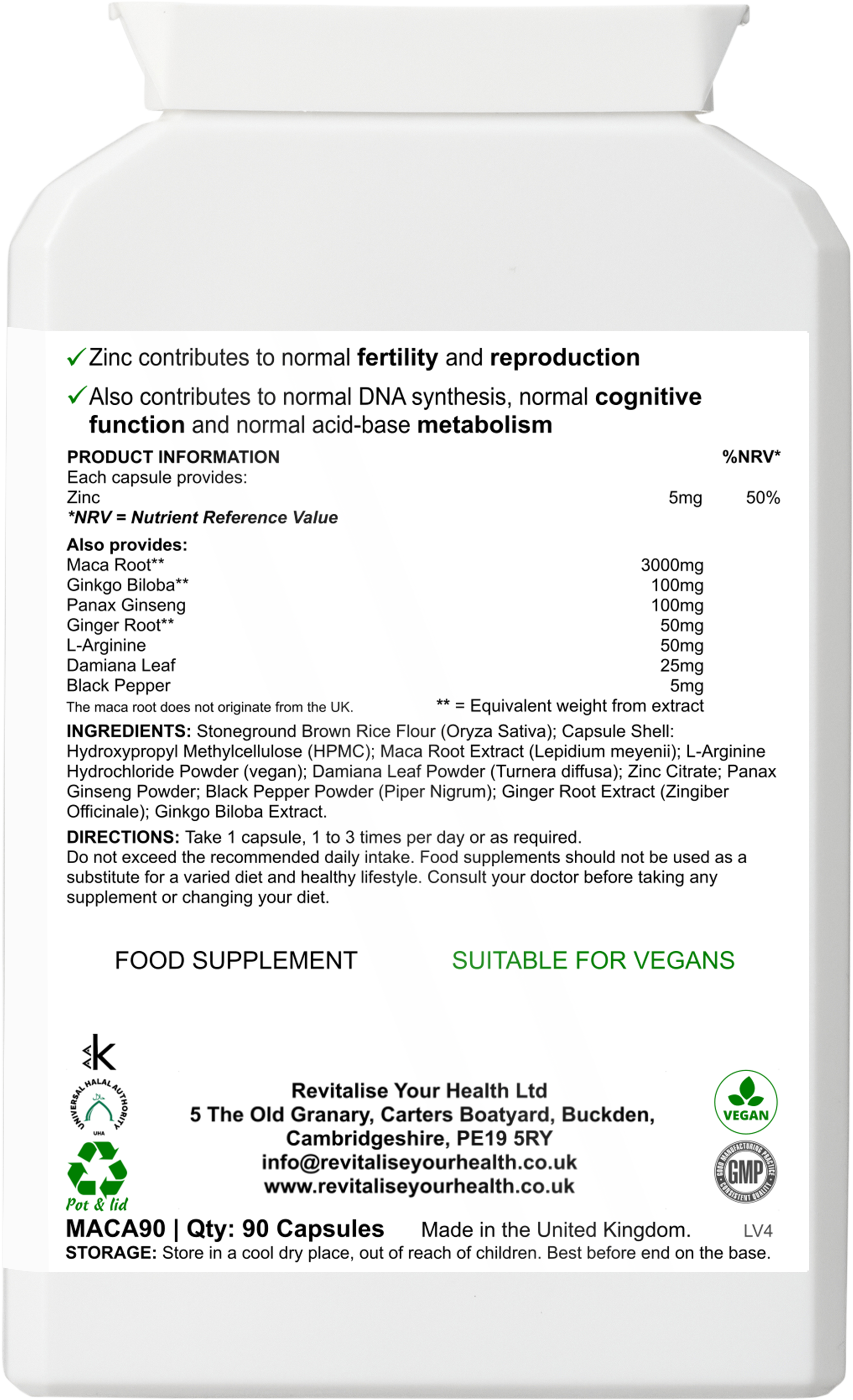 Maca-R3000 — 90 Capsules | Maca Root, Herb & Mineral Complex