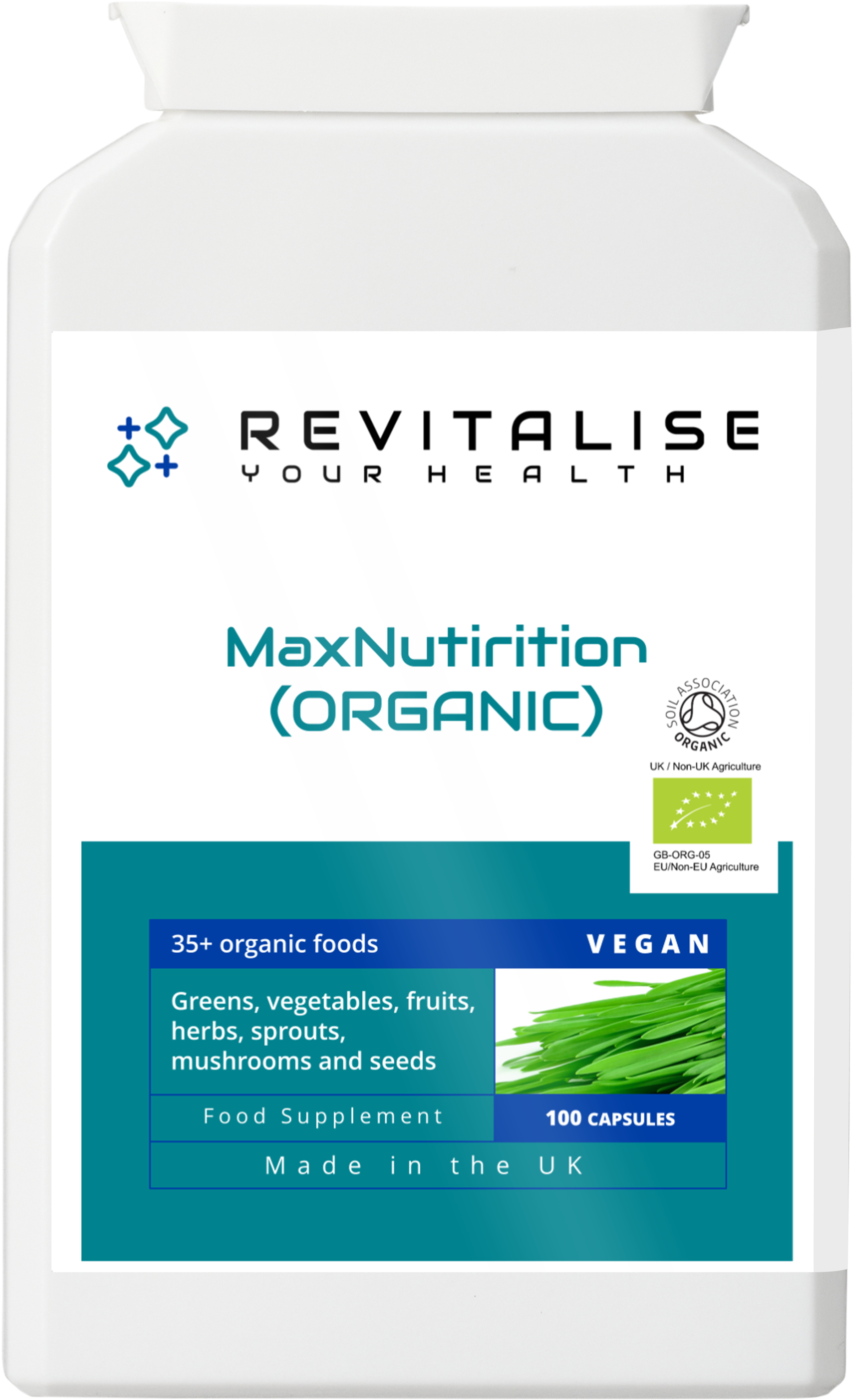 MaxNutrition — 100 Capsules | Organic Whole Food Green Supplement