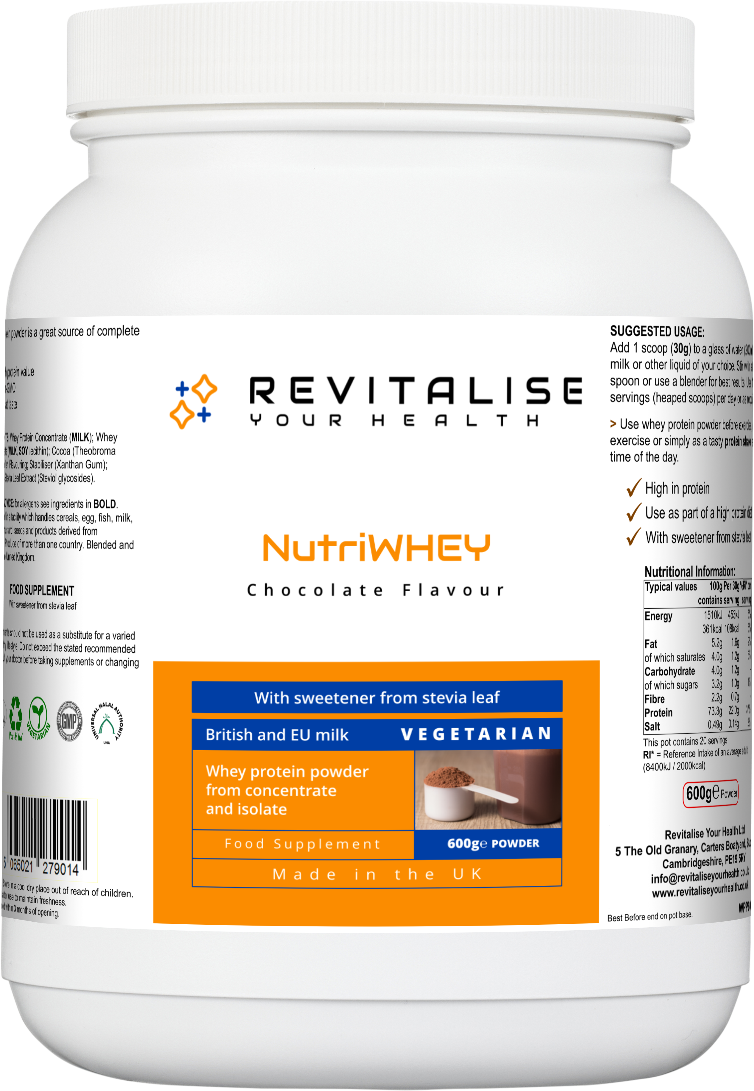 NutriWhey — Chocolate Flavour | 600g Whey Protein Powder