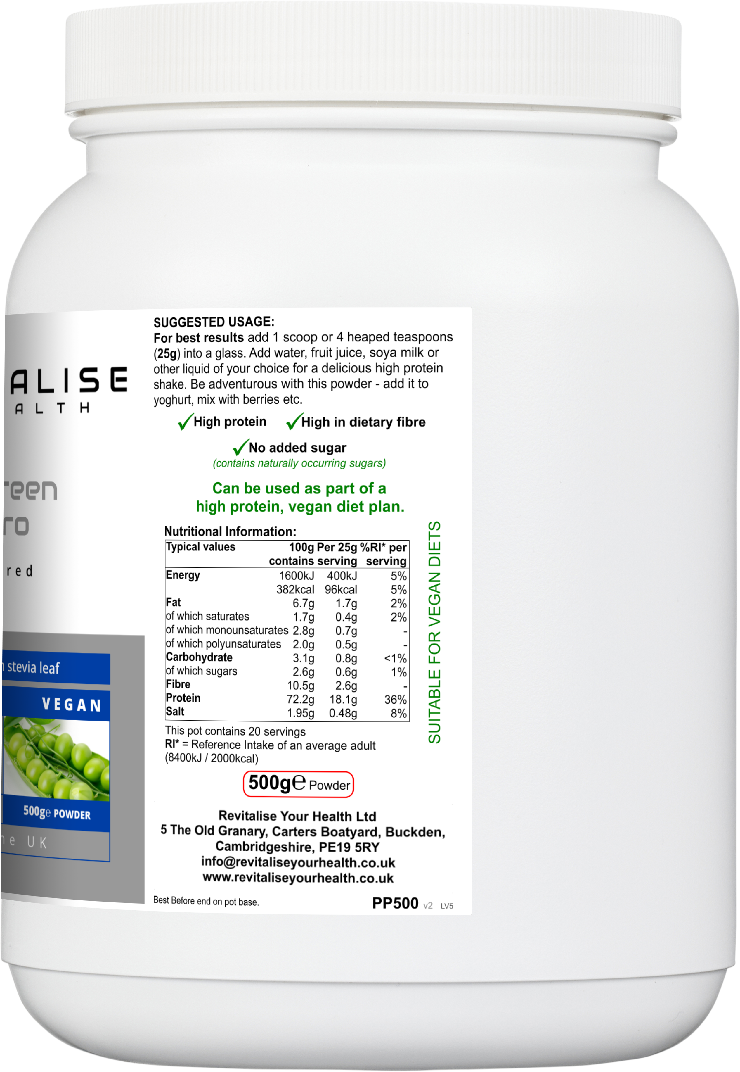 SuperGreen Pea Pro — 500g | Vegan Pea Protein Powder