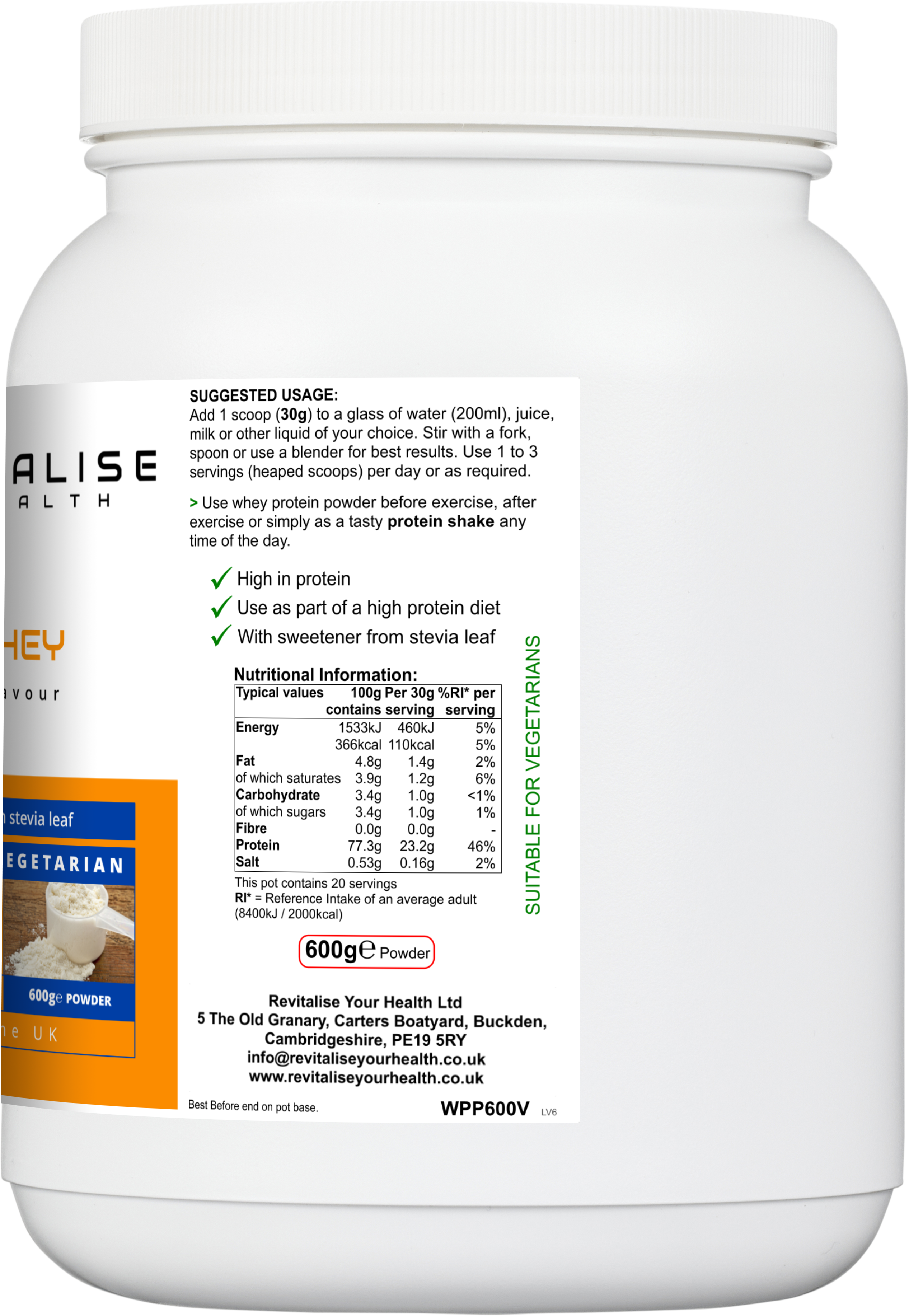 NutriWhey — Vanilla Flavour | 600g Whey Protein Powder