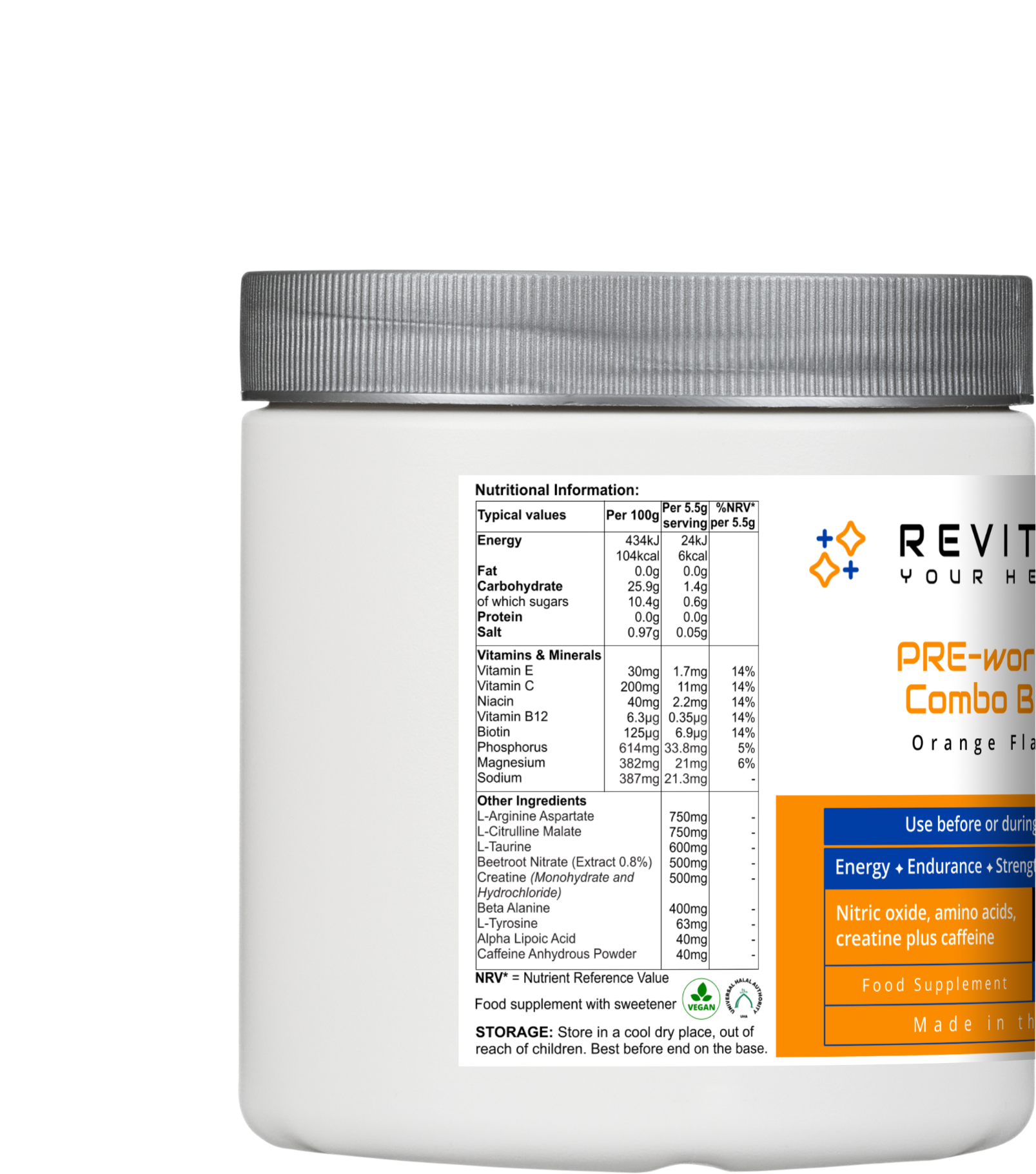 Pre-Workout Combo — Orange Flavour Pre-Workout Drink Mix